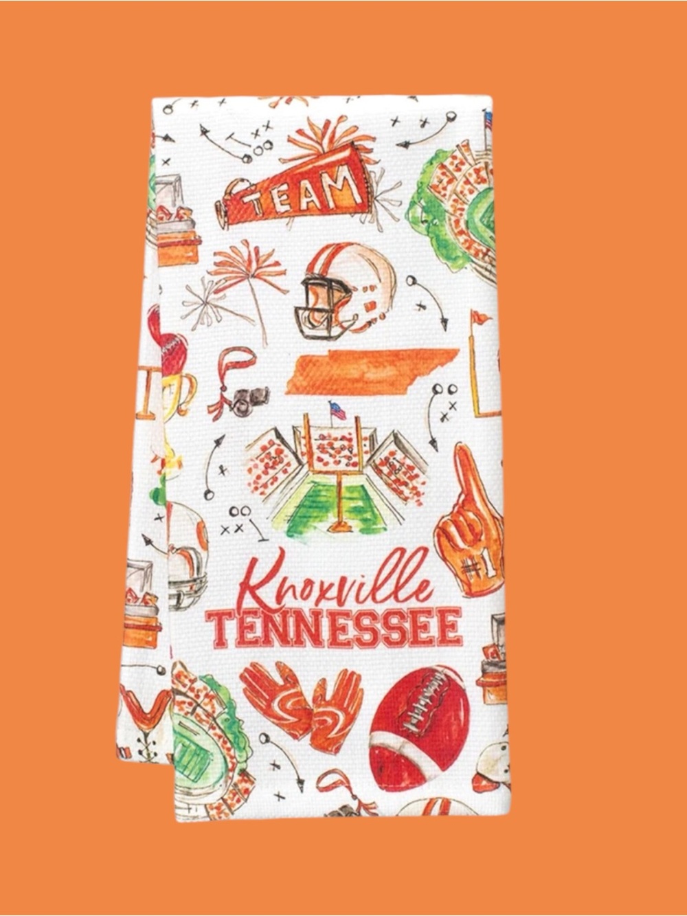Knoxville Tennessee Orange and White Game Day Kitchen Towel